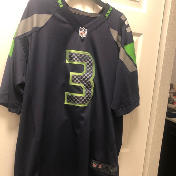 Nike On Field NFL Authentic Seattle Seahawks #3 Wilson Fan men's Blue Jersey - Picture 7 of 15